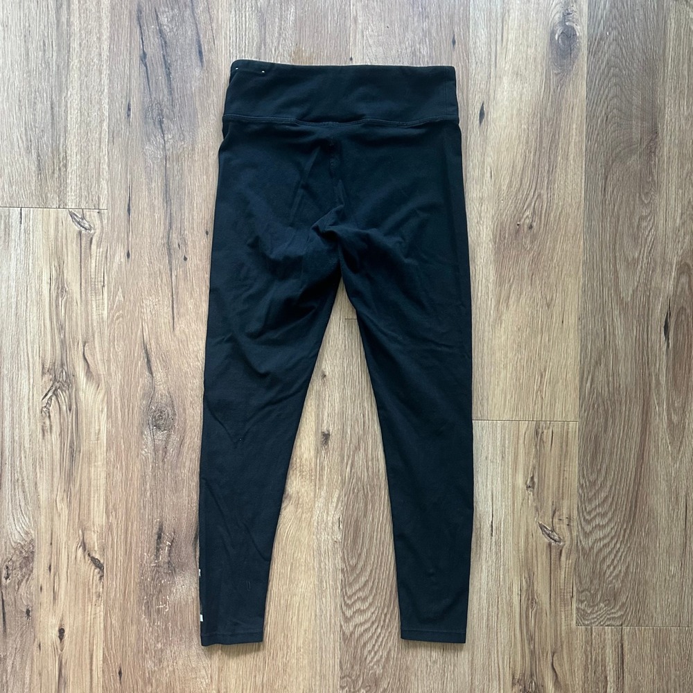 DKNY Sport Womens Black Silver Metallic Logo Cotton Stretch Leggings Size M - Picture 5 of 7